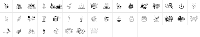 Birthdaze Regular  glyph index