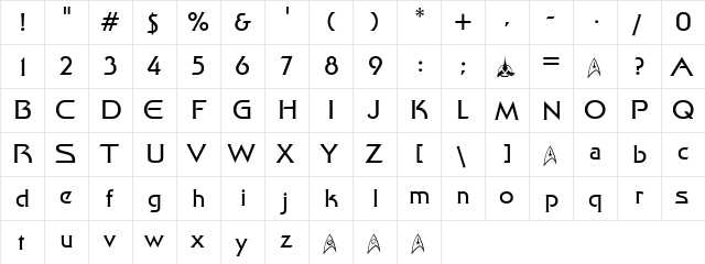 Final Frontier Regular  glyph index
