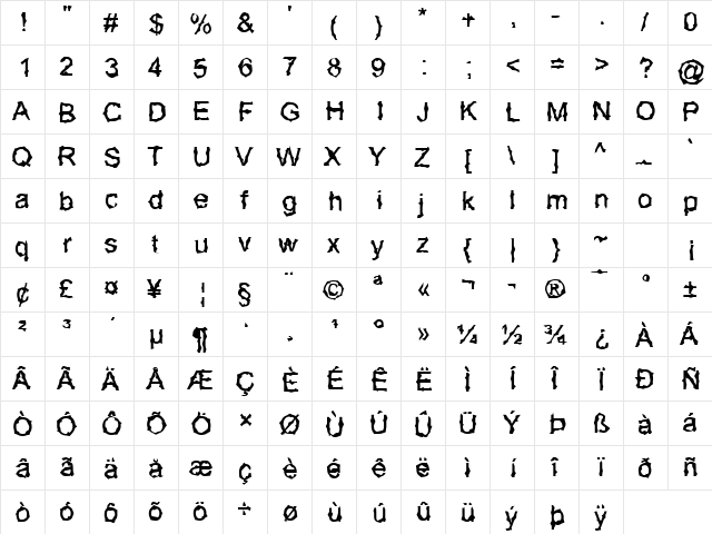 Mermaid Shards Regular  glyph index