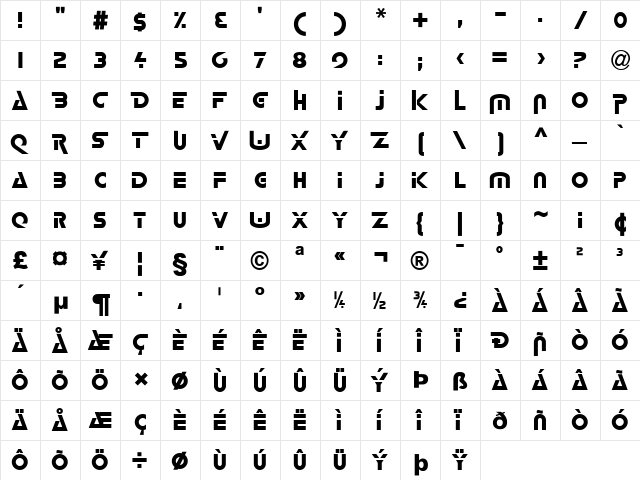 Delta Regular  glyph index