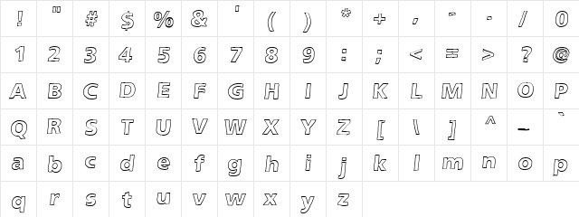 Grunge Outline  glyph index