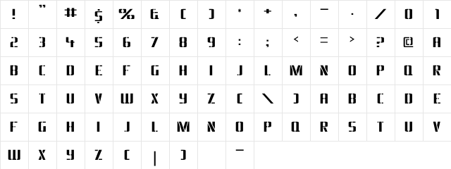 DS ArmyC Regular  glyph index