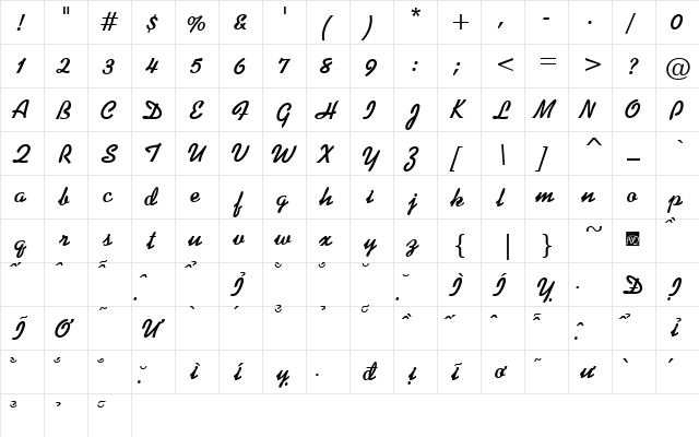 VfFree29 Regular  glyph index