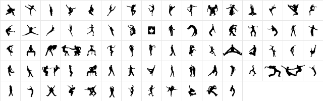 Dancebats Regular  glyph index