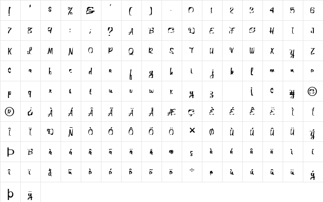 FZ WARPED 25 Normal  glyph index