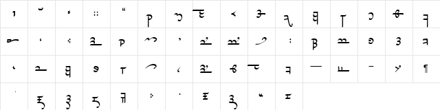 Tirion Sarati Regular  glyph index