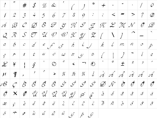 Toulouse23 Regular  glyph index