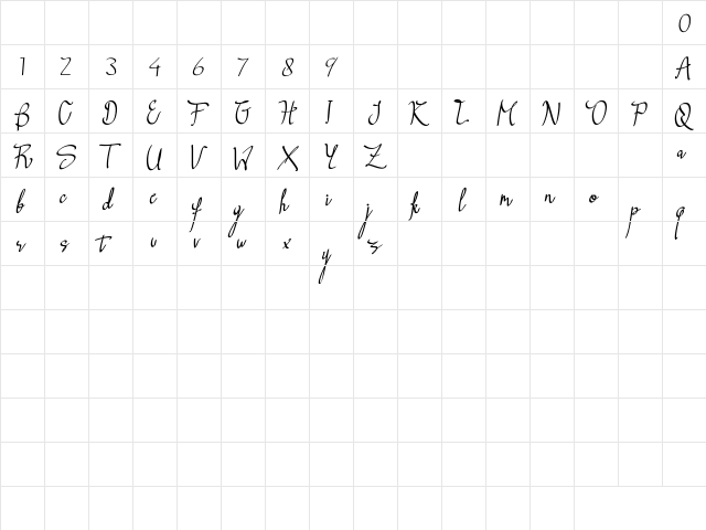 Morning Blow Regular  glyph index