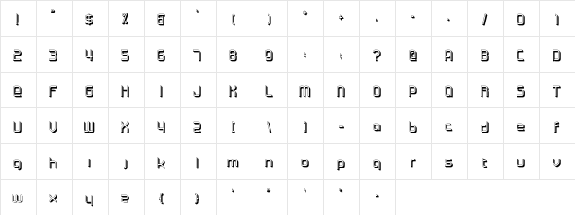 MinidibEmboss Regular  glyph index