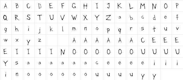 Slasher Mimco Regular  glyph index