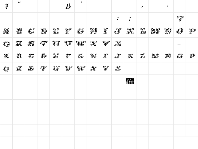 IvyDisplayCaps Italic  glyph index