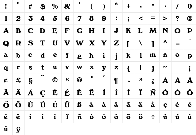 Tudor Semi Lite Regular  glyph index