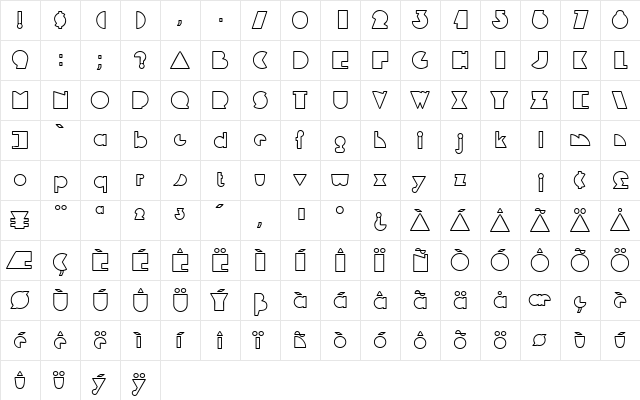DeltaOutlineSSK Regular  glyph index