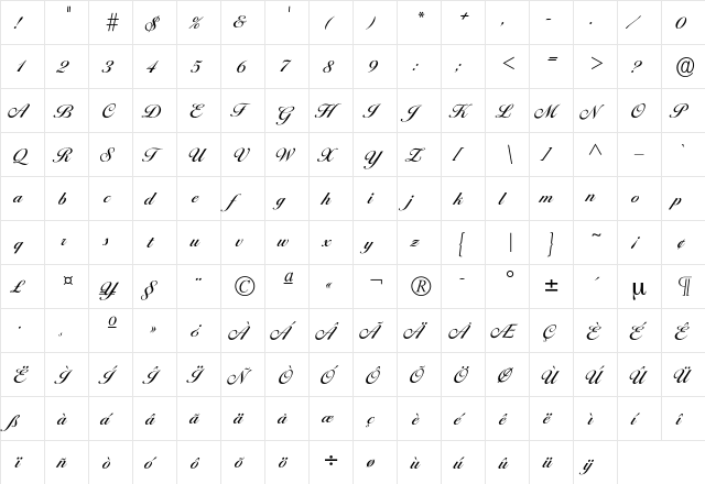 Iballantines-Medium Regular  glyph index