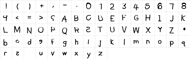 Kidz Regular  glyph index