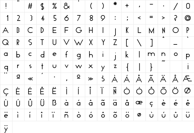 ApropaSSK Regular  glyph index