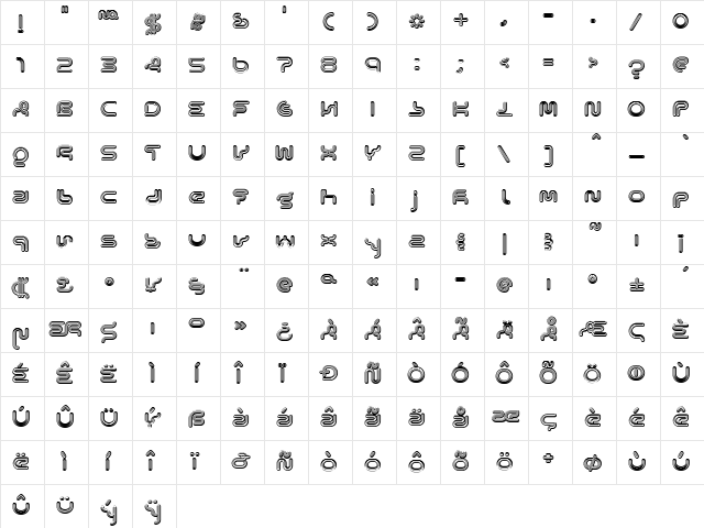 Lexigraph Regular  glyph index