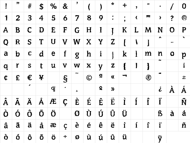 CongressRandom Bold  glyph index
