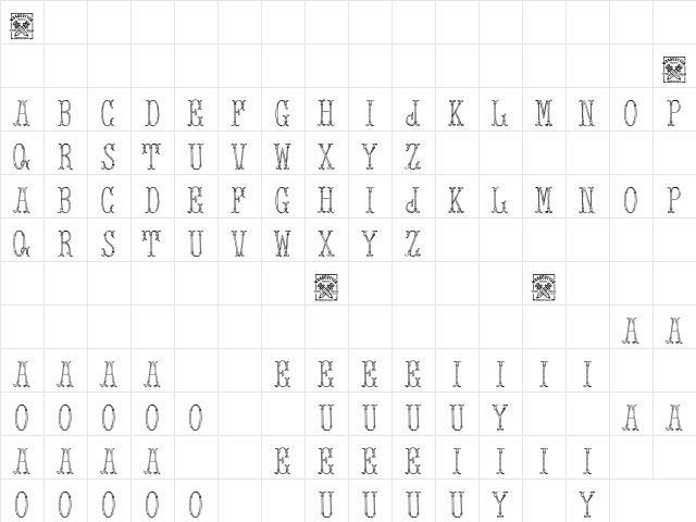 Tower of London Regular  glyph index