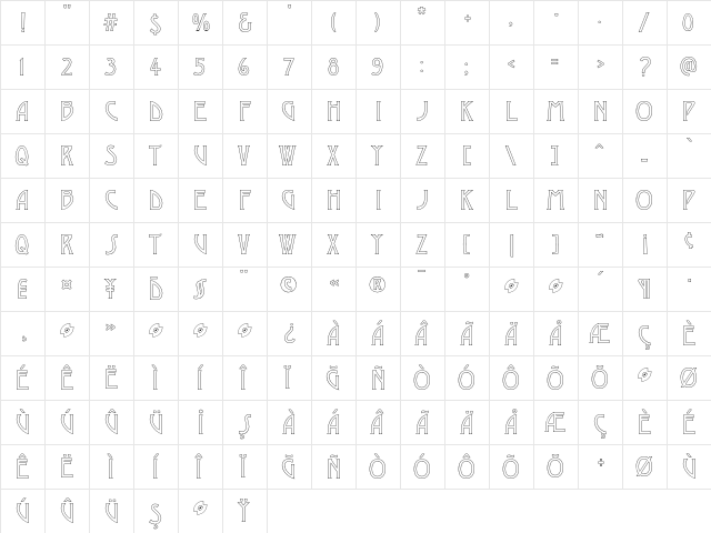 Desdemona Regular  glyph index