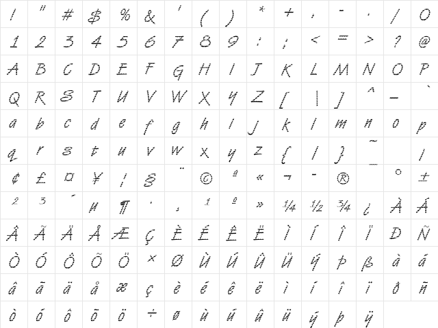 VanDijk17 Becker Regular  glyph index