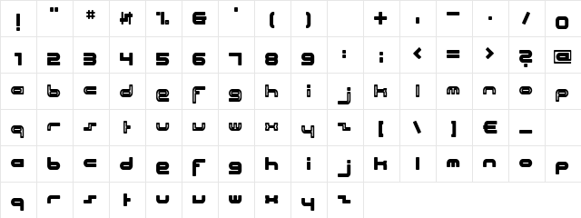 Twisted Pipez Regular  glyph index