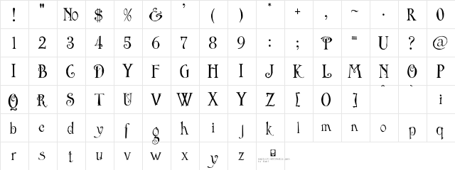 LHF English Rose Regular  glyph index