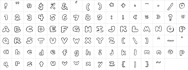 AnniesClouds Regular  glyph index