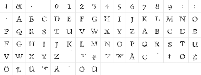 MonumentA Regular  glyph index