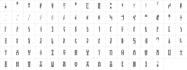 South Venusian Regular  glyph index