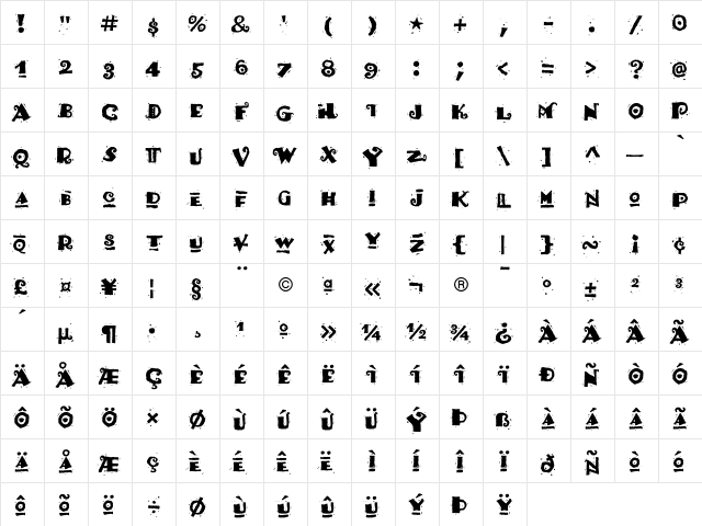 FajitaICG Picante  glyph index