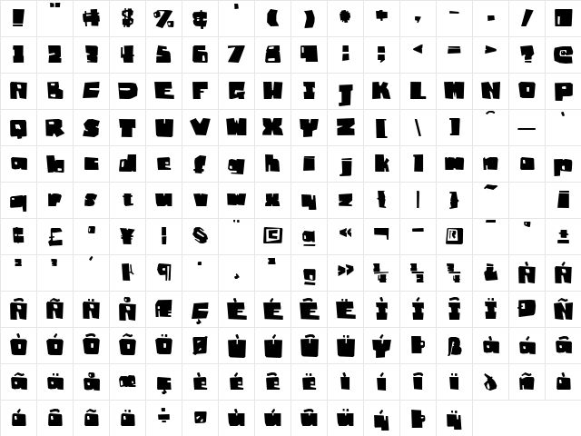 Badger Fatboy Regular Regular  glyph index