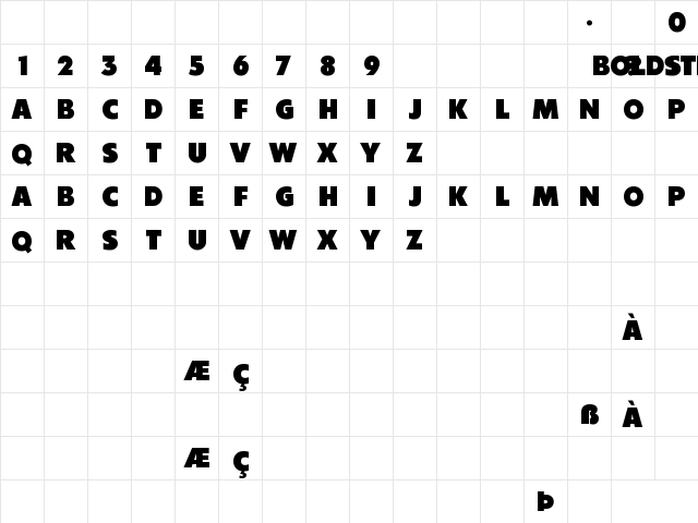 Boldstrom Normal  glyph index