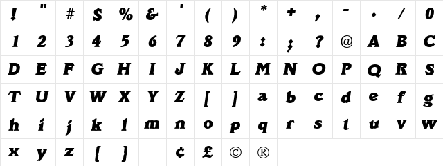 Decus SSi Italic  glyph index