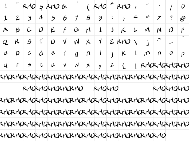 Tilter Lite Regular  glyph index