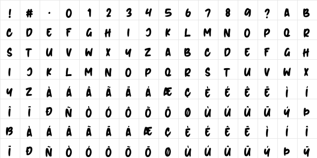 Suffer Through Brush  glyph index