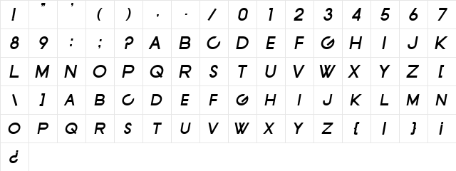 SF New Republic SC Bold Italic  glyph index