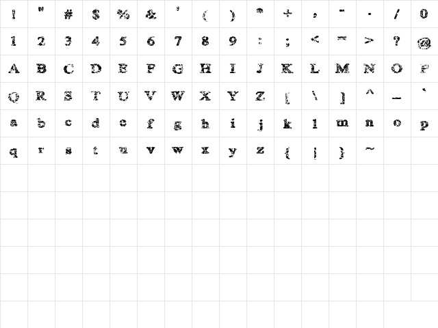 kemikalHi Regular  glyph index