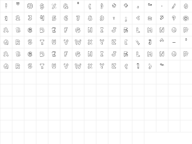LD Double Bubble Regular  glyph index