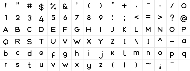 Roundo Regular  glyph index