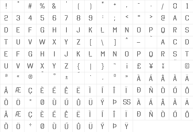 Octin Stencil Book  glyph index