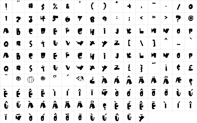 Beachouse Regular  glyph index