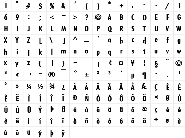 Fuji-Extended Bold  glyph index