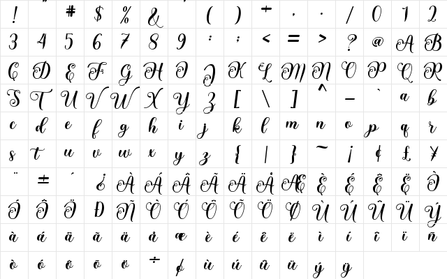 Love Amsterdam Regular  glyph index