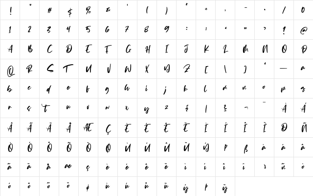 Matsuyama - Free Personal Use Regular  glyph index
