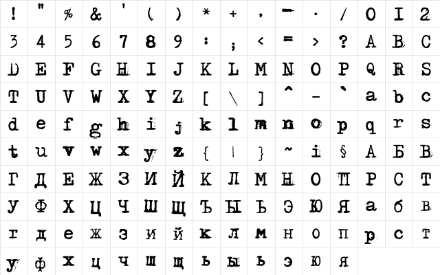 DS Moster Regular  glyph index