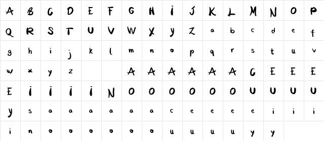 Moontany Personal Regular  glyph index