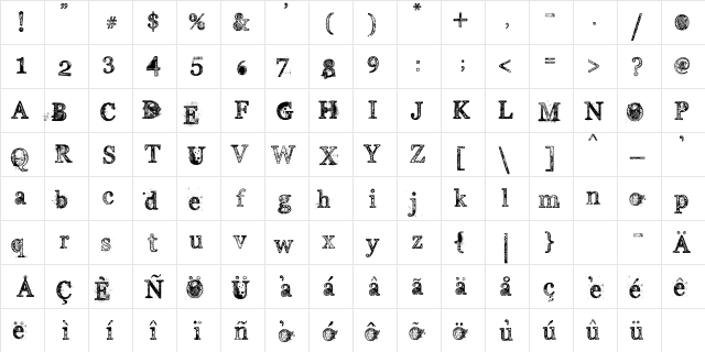 Everyday Ghost Regular  glyph index