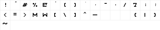 Klonk Narrow Regular  glyph index