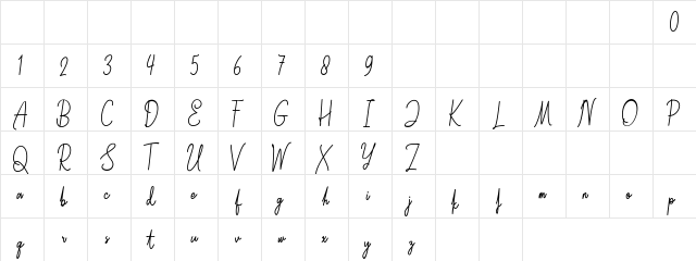Olimpo Regular  glyph index